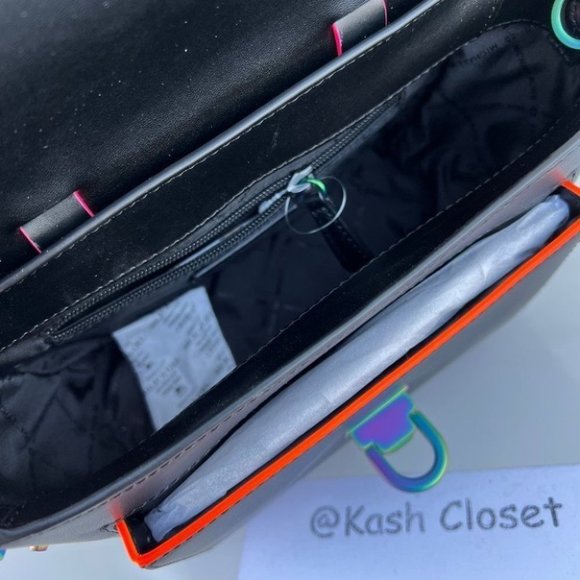 Michael Kors Manhattan Satchel Medium Leather Contrast trim Satchel Black - Picture 6 of 11